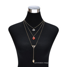 Trend Multilayer Choker Necklace with Mouth Evil Eye Pendant